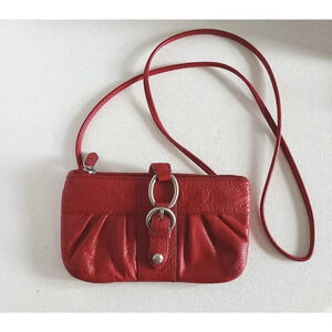 Leather SIGRID OLSEN RED Crossbody ORGANIZER Shoulder Bag Purse